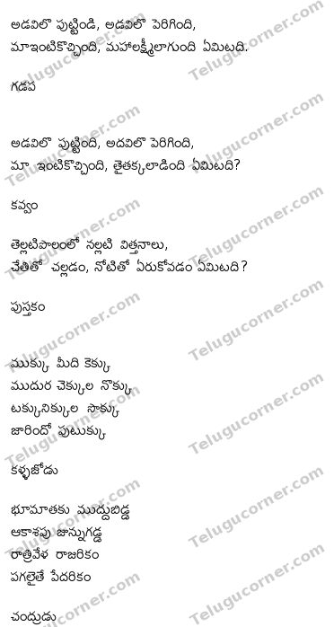 Funny Telugu Podupukadhalu - Podupukathalu with answers